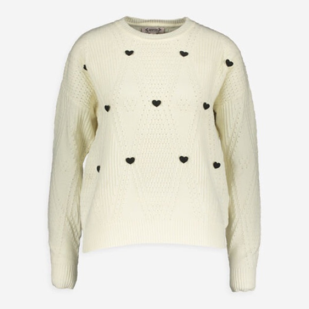 Nwt NANETTE LEPORE
Cream & Black Heart Pattern Knit Jumper